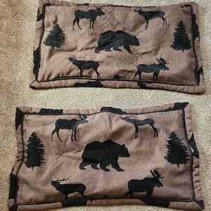 Croscill King Brown And Black Pillow Cover Cabin Moose Bear Pine Trees